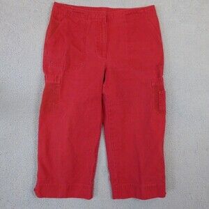 Lauren Ralph Lauren Pants Women's 12 Red Cargo Coastal Cowgirl Capri Wide Leg